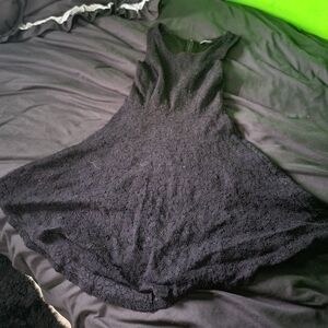 YOUARENOTALONE Black Lace Skater Dress. No size listed, fits size s/xs.
